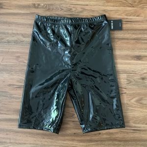 Forever 21 patent faux leather biker shorts